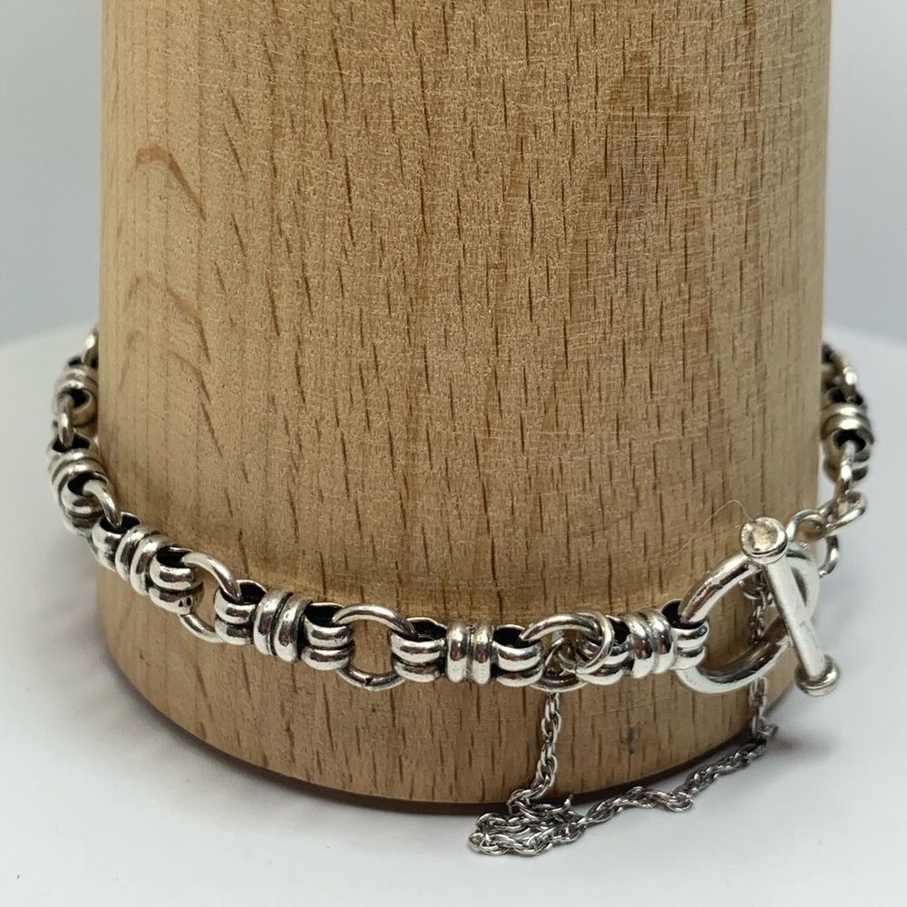 Sterling Silver ‘Candy Wrapper’ Link Toggle Clasp… - image 4